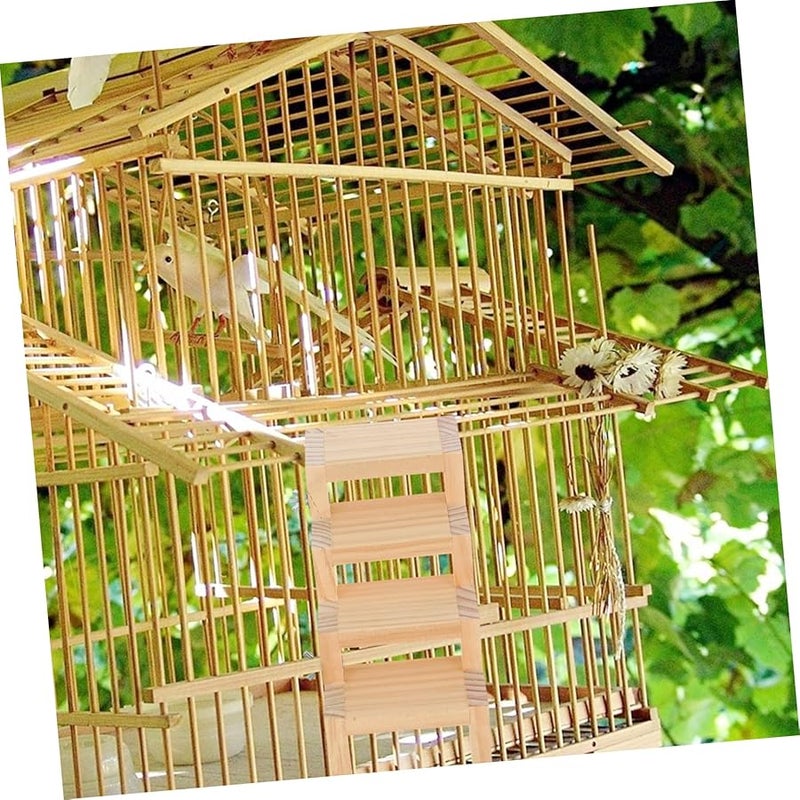Natural Wooden Bird Ladder Perch Toy Safe Climbing Accessory for Parrots Hamsters Pets - Image 5